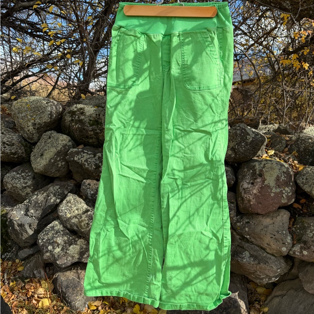 Vibrant Green wide leg jeans